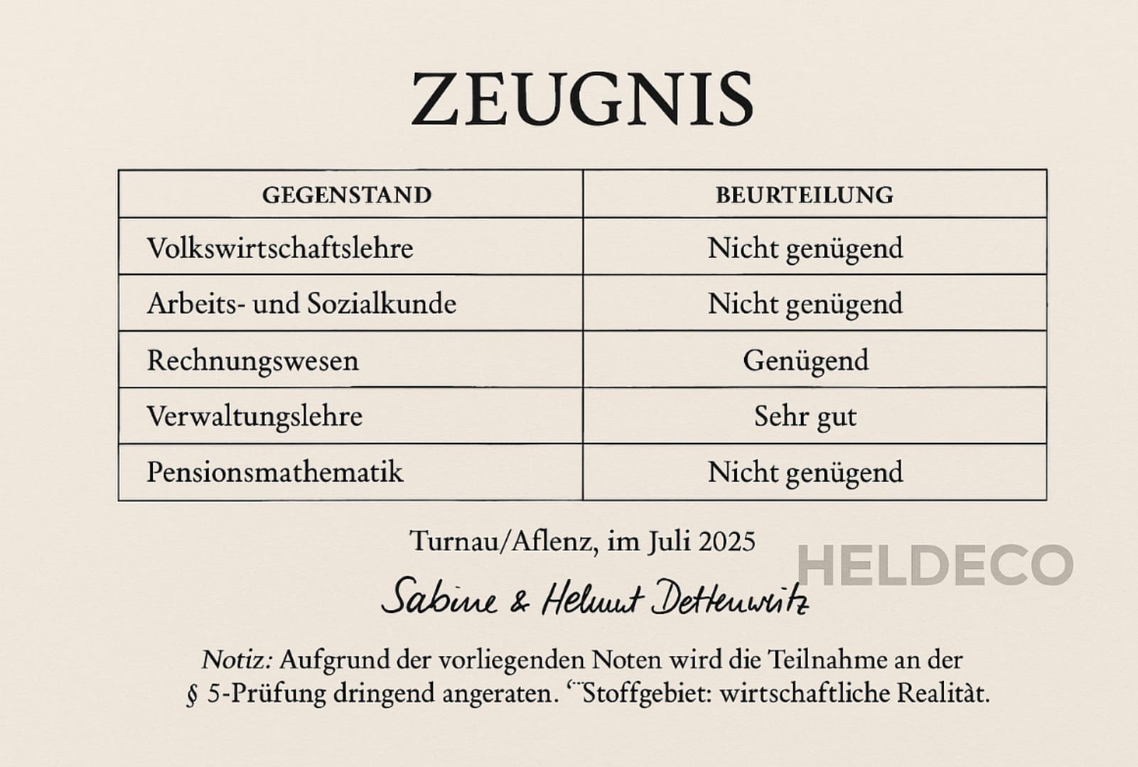 Das ist das HELDECO-Zeugnis 2025