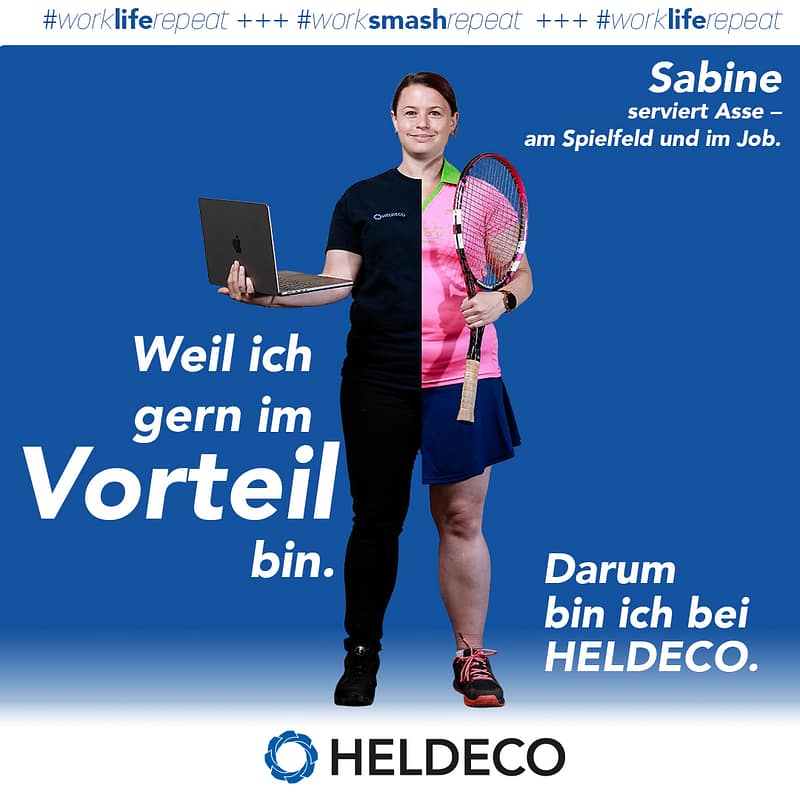Top vorbereitet – im Beruf und am Spielfeld: Sabine ist eine der HELDECO-Testimonials